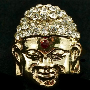 Gold Plated Buddha Ring with Clear Diamantes circa 1970s